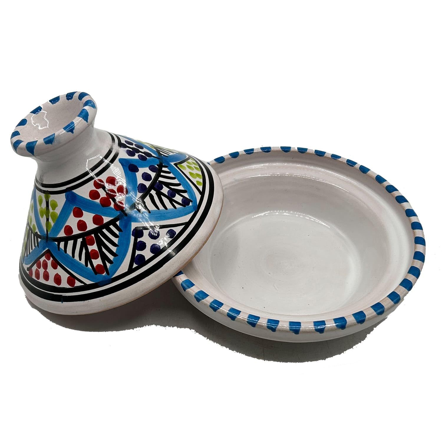 Mini Tajine Décoratif en Céramique Blanche Peinte à la Main