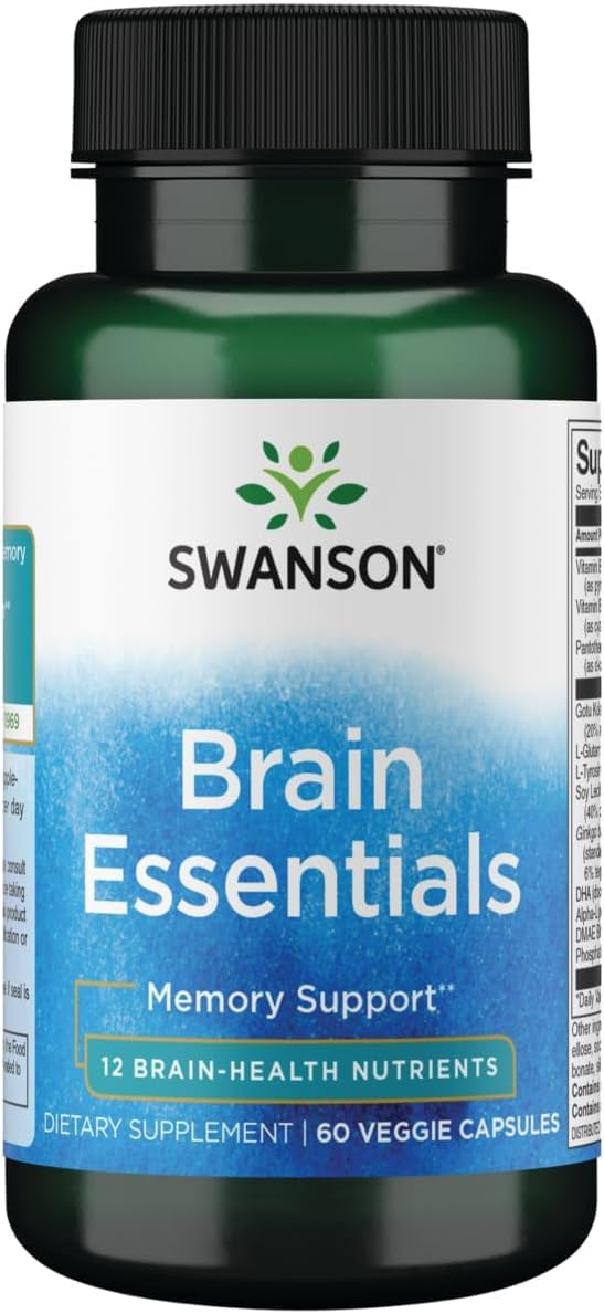 Swanson Brain Essentials, Memory Support, 60 Veg Capsules