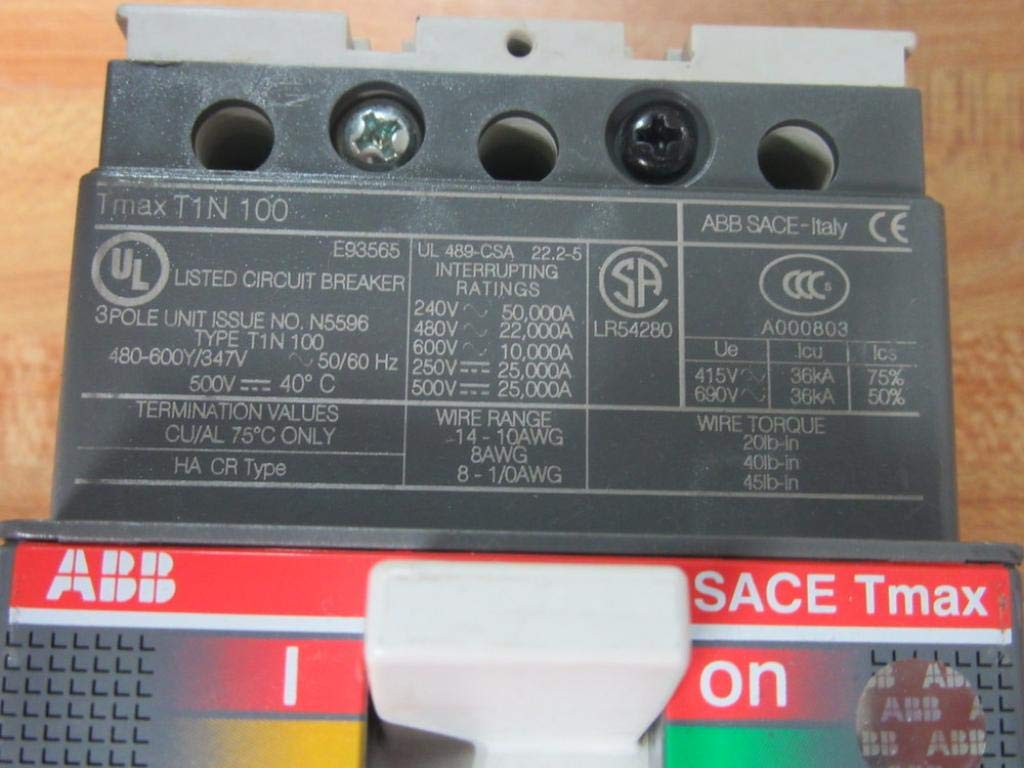 Close-up of the circuit breaker label showing wiring specifications