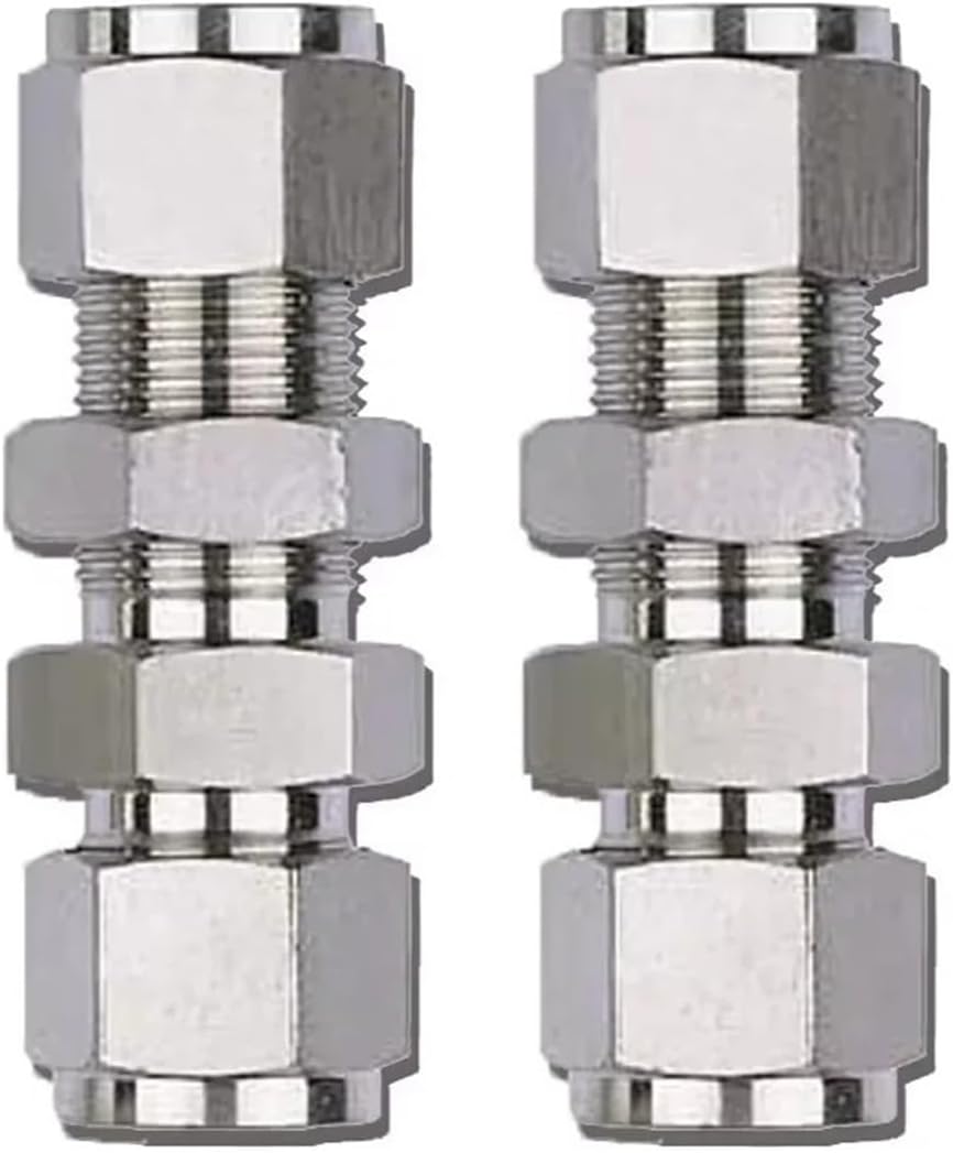 6mm 8mm 10mm 12mm Stainless Steel Compression Tube Fittings Bulkhead Union Straight Tube Fittings(8mm)