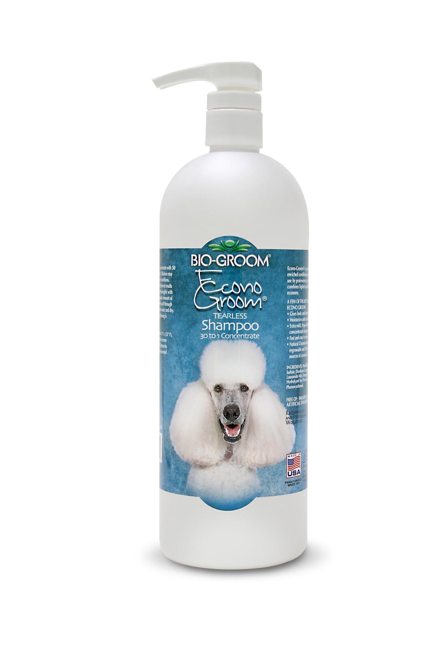 Bio-Groom - Econo-Groom - Hochkonzentriertes Hundeshampoo und Welpenshampoo - Konzentriert 30:1 - Mild, Hypoallergen, Tränenfrei - Verleiht Fülle und Glanz - 946 ml