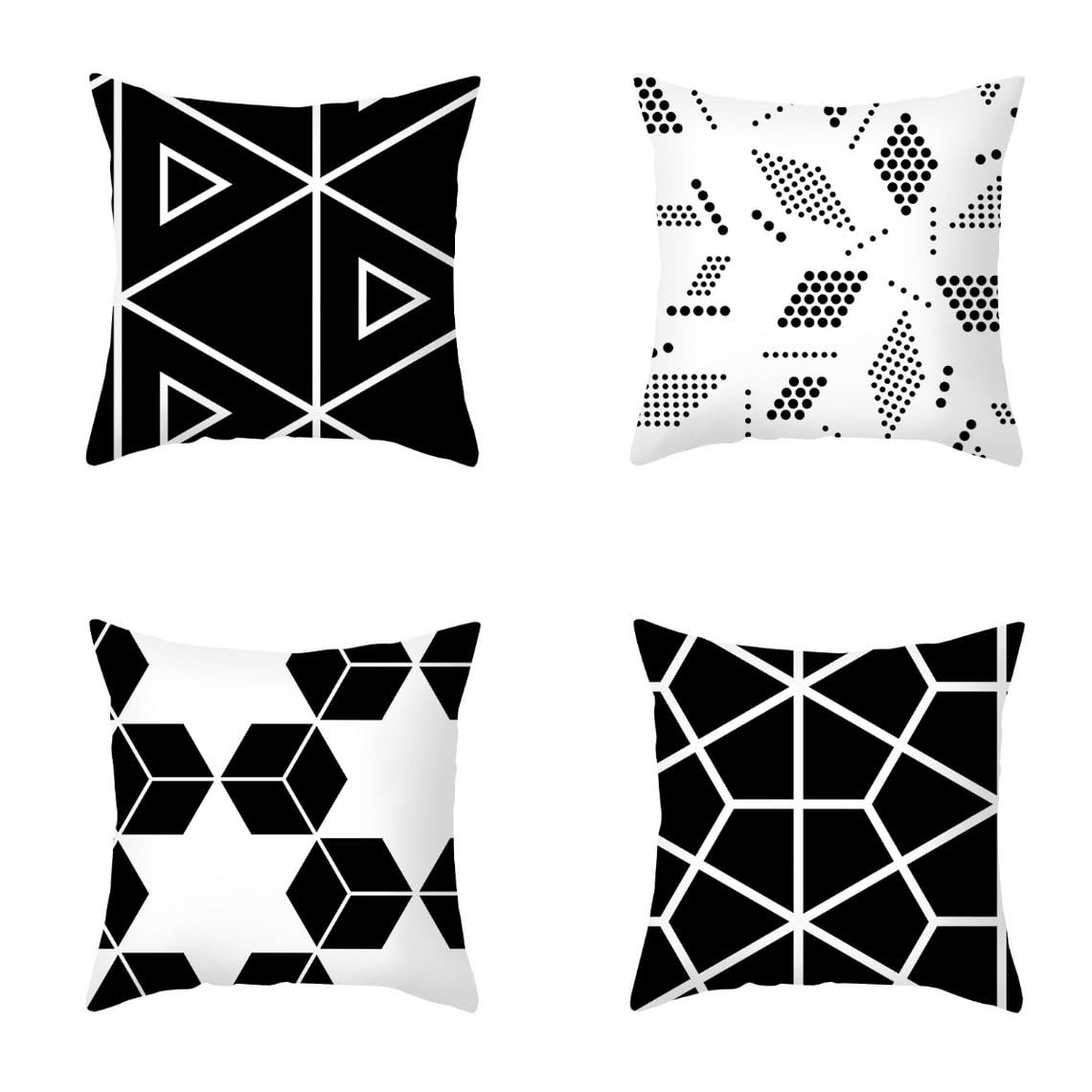 Chenlane Silk Pillow Cover Anime Cushion Throw Geometric Art, Long Rectangle Covering Bright Smooth Thickened 50x50 cm, 4Pcs
