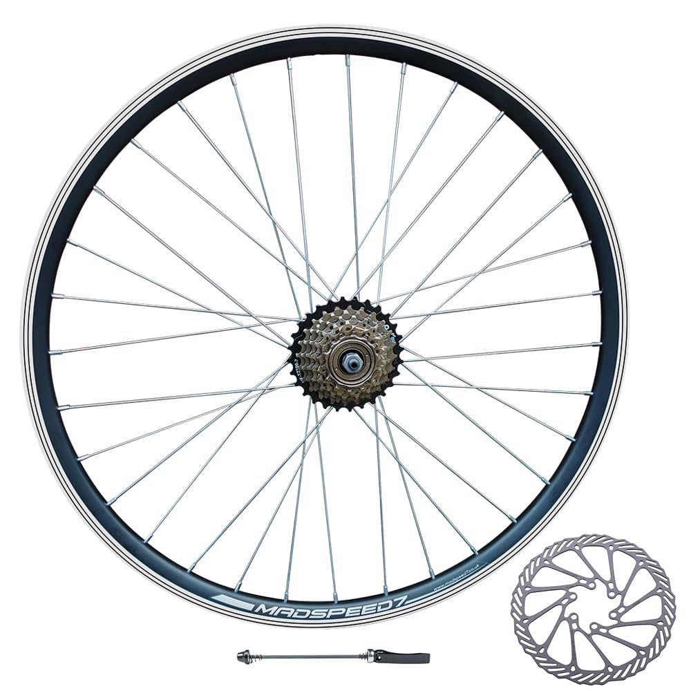 Madspeed7 QR 27.5β 650b (ETRTO 584x19) MTB Mountain Bike REAR Wheel + 7 speed Freewheel (14-28t) + 160mm Disc Brake Rotor - Sealed Bearing hub (Very smooth hub) - Double Wall - 32x Spokes