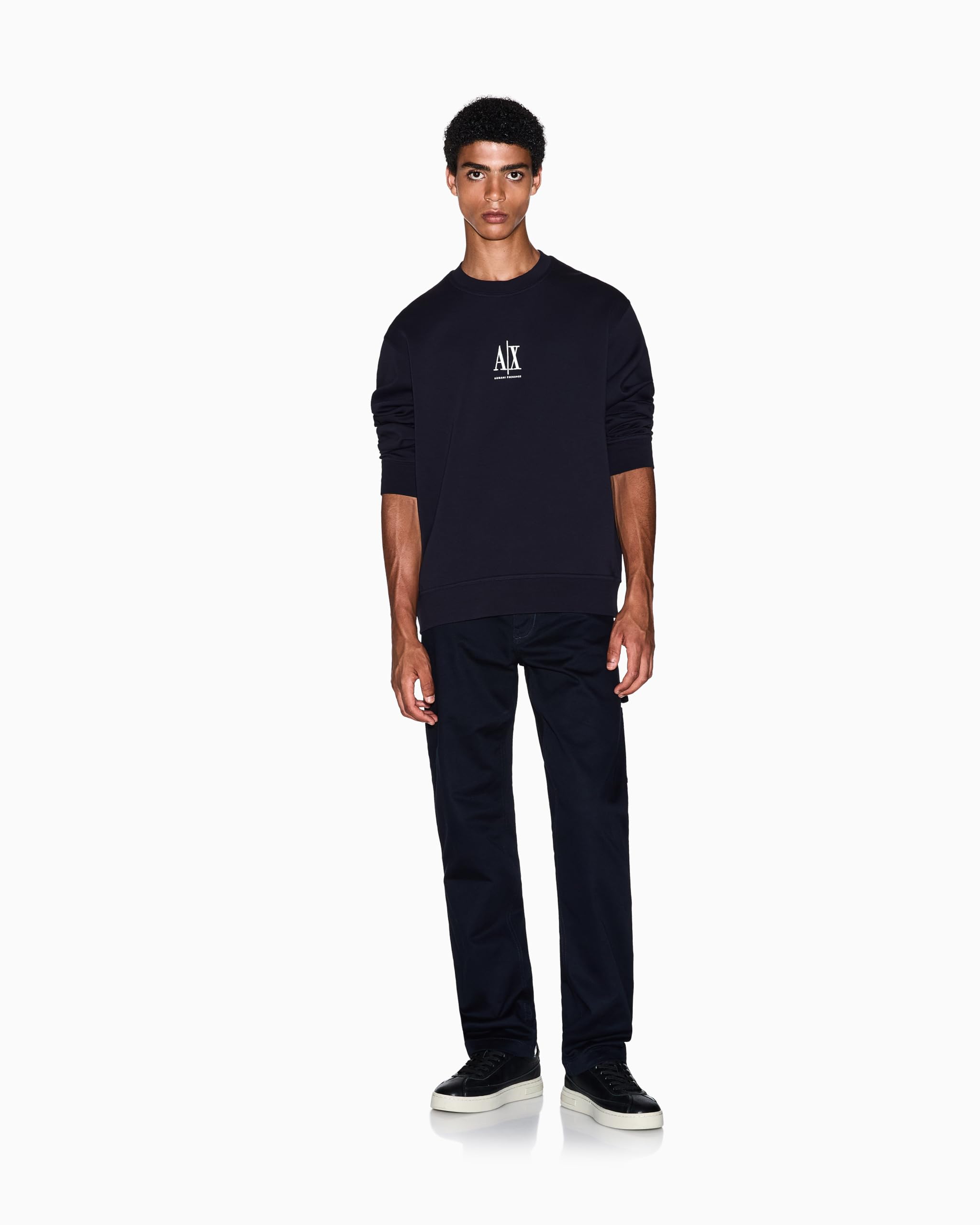 Armani Exchange Icon Project, Embroidered Logo, Crewneck Maglia di Tuta Uomo (Pacco da 1)