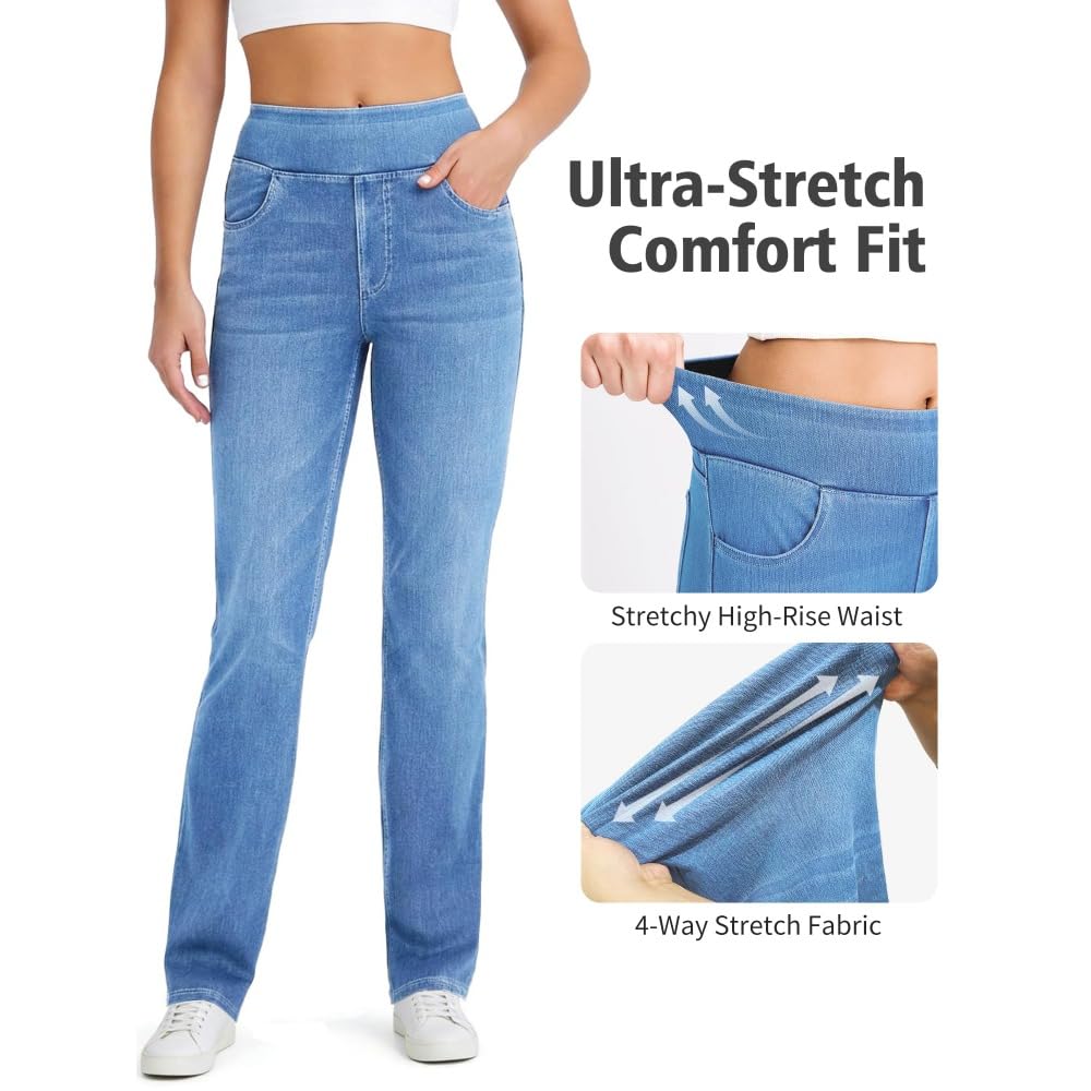 Jeans Mujer Stretch de Tiro Alto Corte Bootcut Lavado Denim Pantalones Casual Efecto Moldeador con Bolsillos Ajuste Recto y Cómodo skinny/C/XL