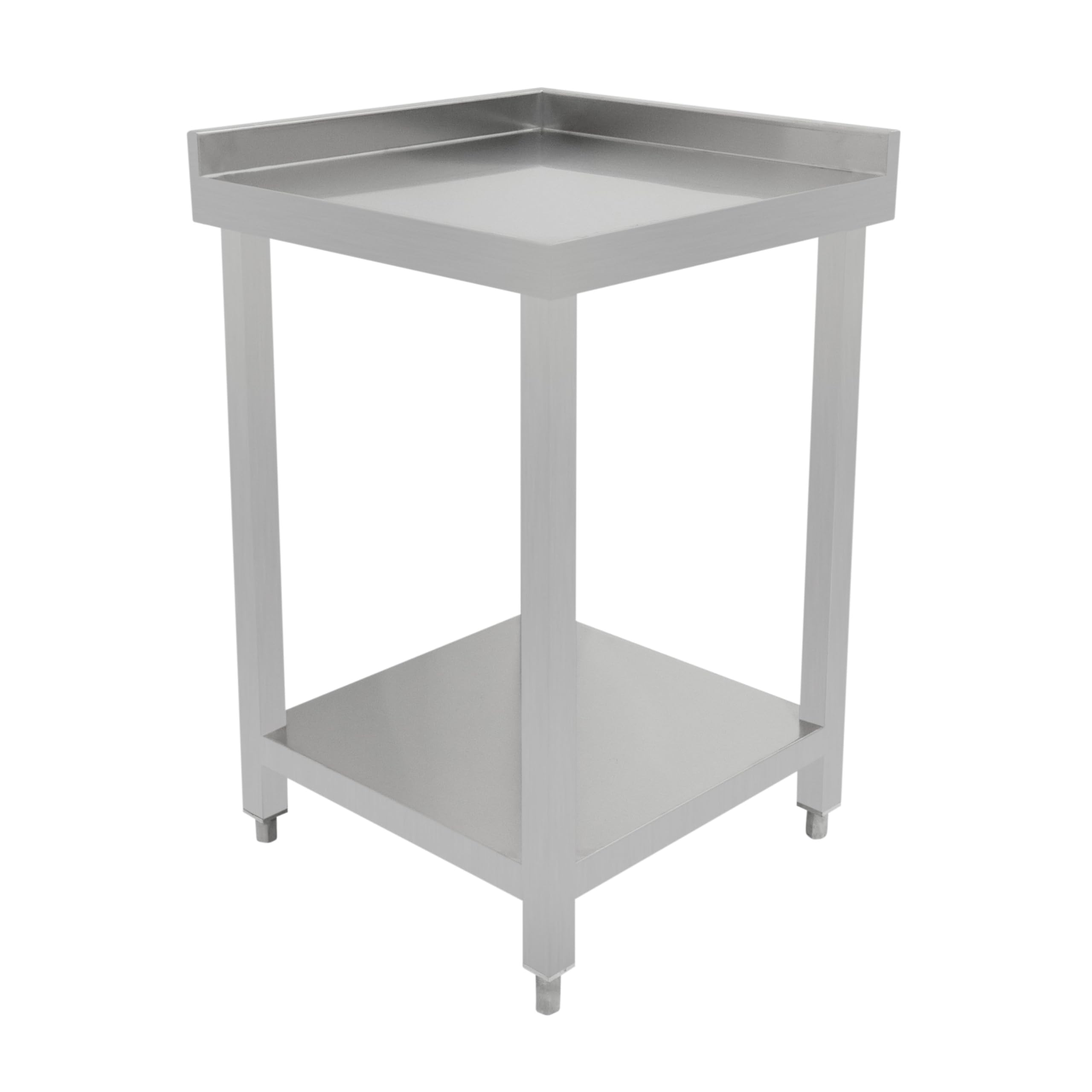 Unità Angolare Modulare da Cocktail Bar con Splashback da 5cm – 85x55x55cm, Mensola a 2 livelli, Bancone di Lavoro, Postazione Prep in Inox Heavy Duty, Piedini Regolabili, Link Bar, 2 x Staffe incluse
