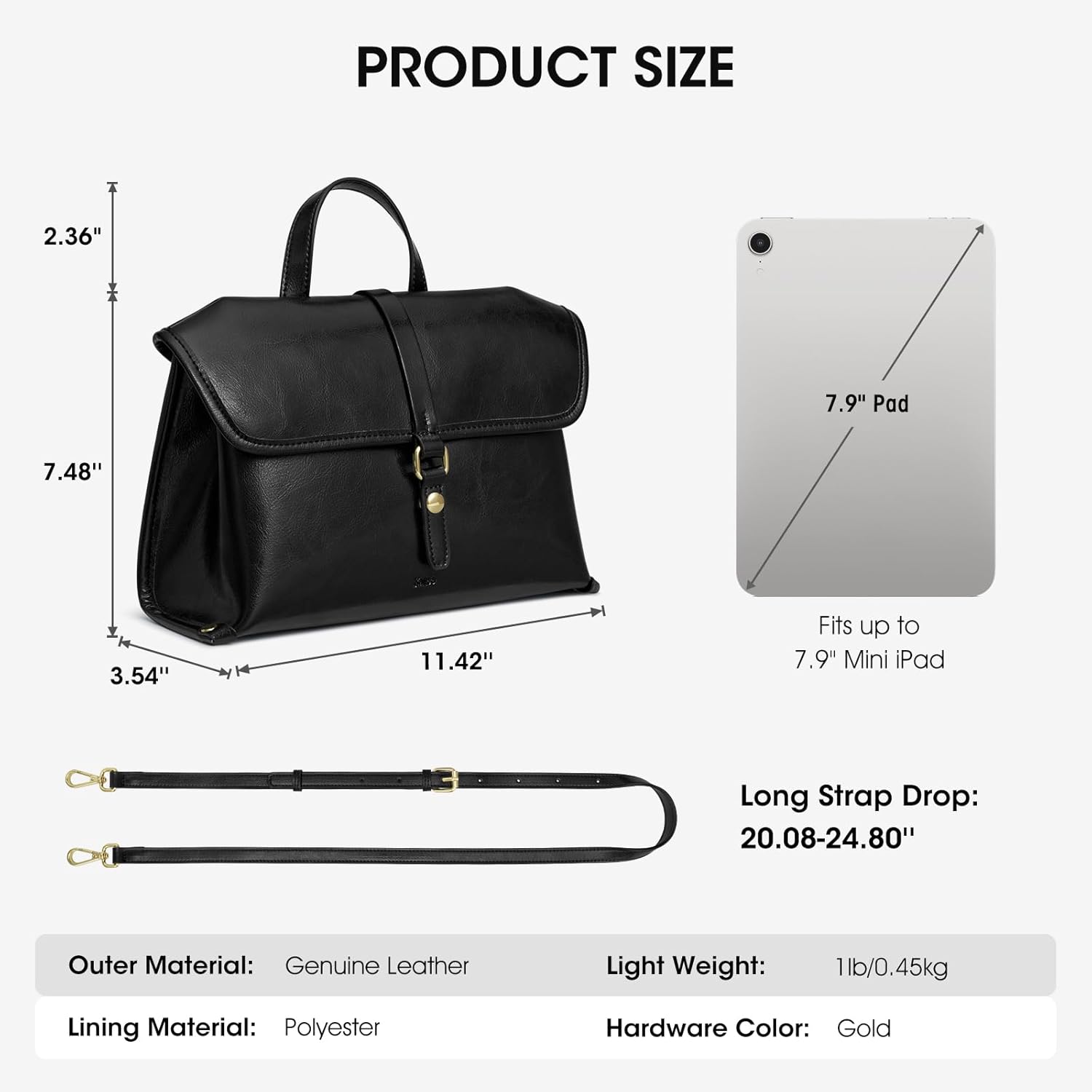 Kattee Leather Crossbody Purses for Women,Designer Women's Top-Handle Handbags,Flap Shoulder Bag with Adjustable Strap - Image 4