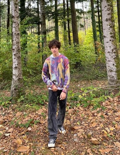Image of Vamtac Mens Oversized Sweater Vintage Graphic Pullover Crewneck Knit Jumper Y2K Unisex Streetwear 2026 Fall Tops