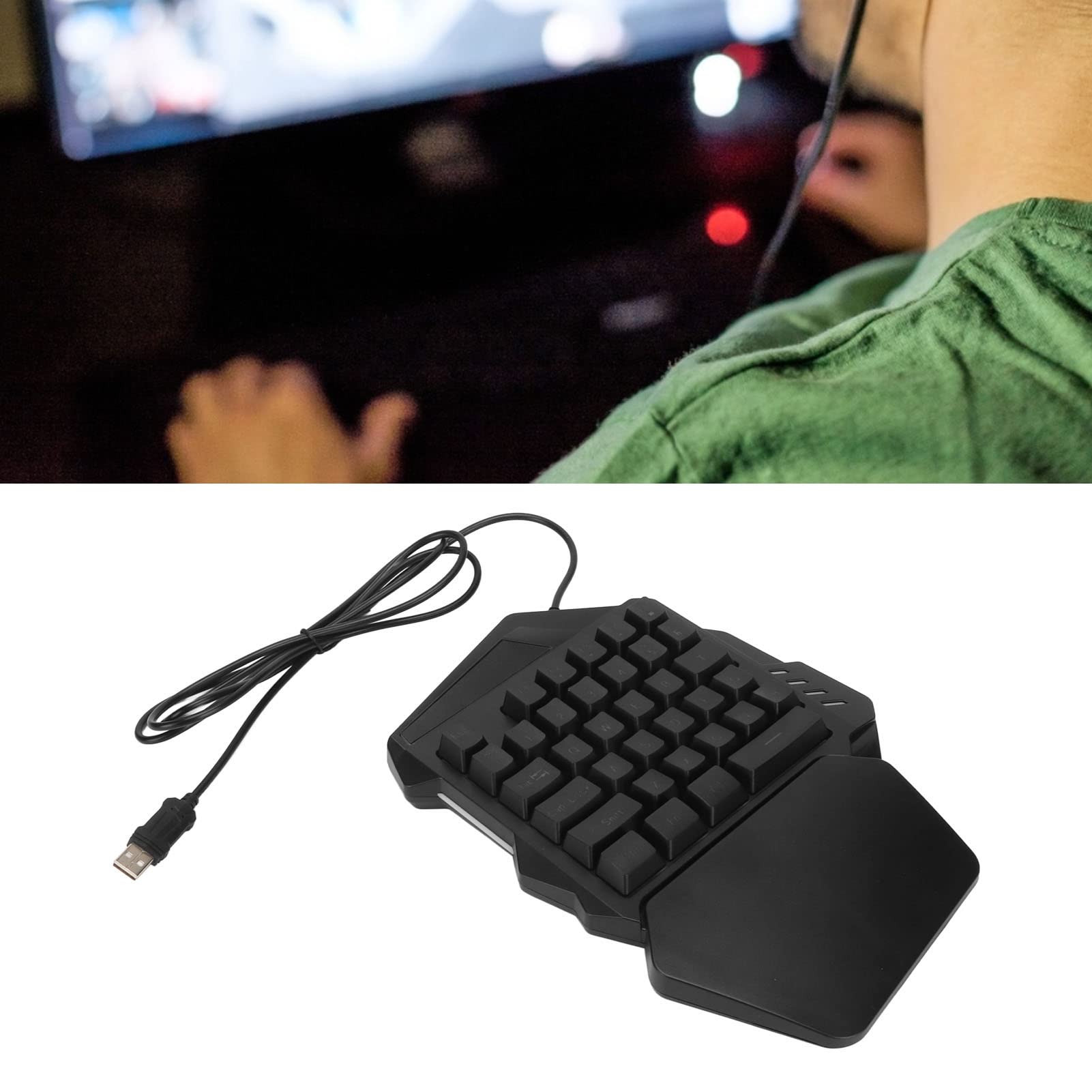 Tastiera da Gioco a Una Mano, Retroilluminazione RGB, 35 Tasti Ergonomici Mini Tastiera Meccanica, Keypad Portatile per FPS MMORPG, Cablata