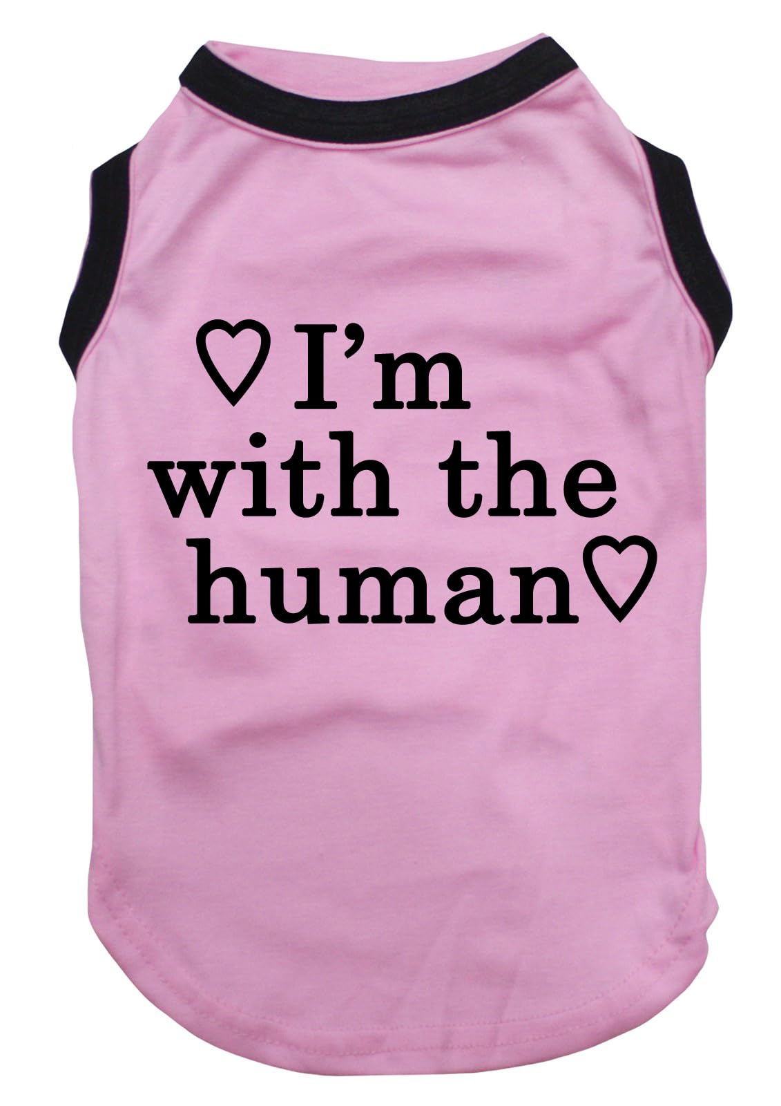 T-shirt pour chien I'm with The Human afficher votre complicité unique en rose et noir