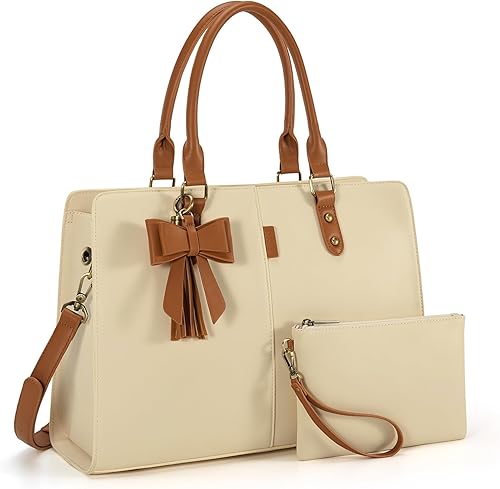 ECOSUSI Bolsa de mano para laptop de 15.6 pulgadas, maletín de hombro de trabajo, mensajero para computadora con bolso de mano de embrague y juego