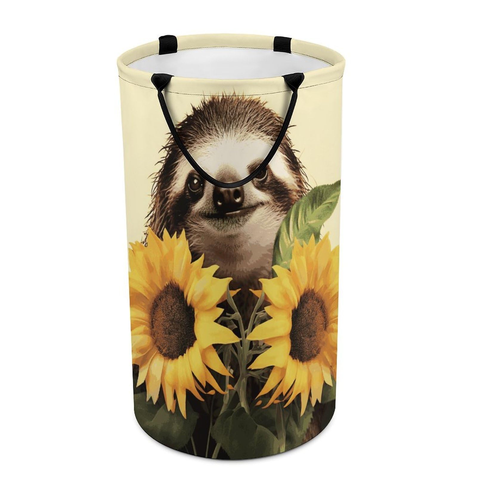 Adfgyerh Style Sloth Sunflower Laundry Basket ，Foldable Waterproof Model ，Laundry Hamper ，Handles On Both Sides Easy To Move ，Storage Basket For Bedroom, Bathroom, Dorm, Laundry Room.