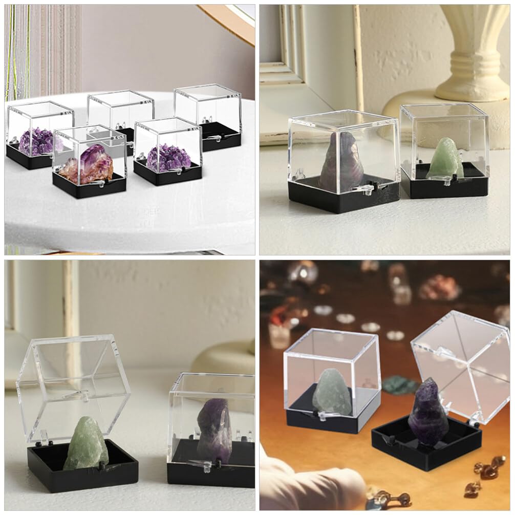 Zerodeko Transparente Präsentationsboxen Wiederverwendbar 3 Stück aus Kunststoff mit Glatter Oberfläche Einfache und Elegante Aufbewahrungslösung für Mineralienaufbewahrung für Zuhause