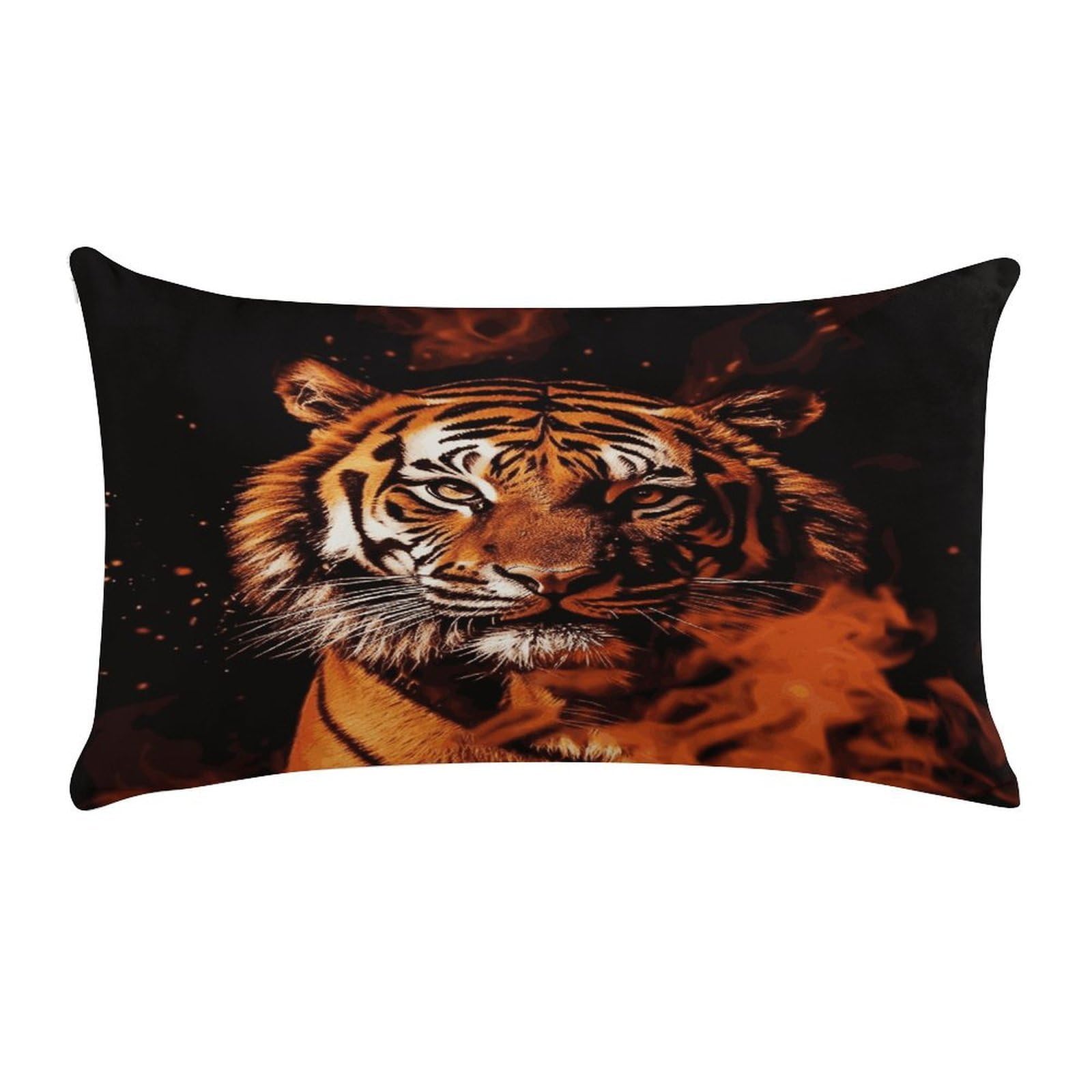 Tiger in Fire Pillow Cover Super Soft Pillowcase Luxury Cozy Fuzzy Velvet Pillow Shams Breathable Standard Pillow Cases with Zipper Wrinkle-Free Pillow Cover 12 "×20 "
