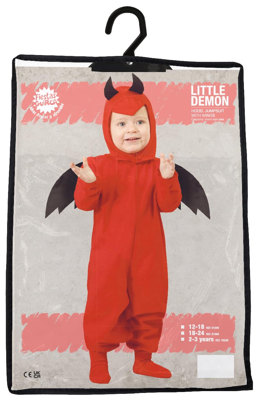 FIESTAS GUIRCA | Costume di Piccolo Diavolo Bambini - Ali, Cappuccio e Tuta - Costumi di Halloween, Diavoli e Demoni per Feste in Maschera - Ideale per Bambini