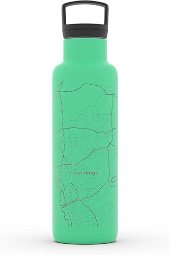 Miniatura 187 de Well Told Botella de agua aislada con mapa de Washington DC grabado, botella de acero inoxidable grabada (21 onzas, blanco) botella aislada de mapa