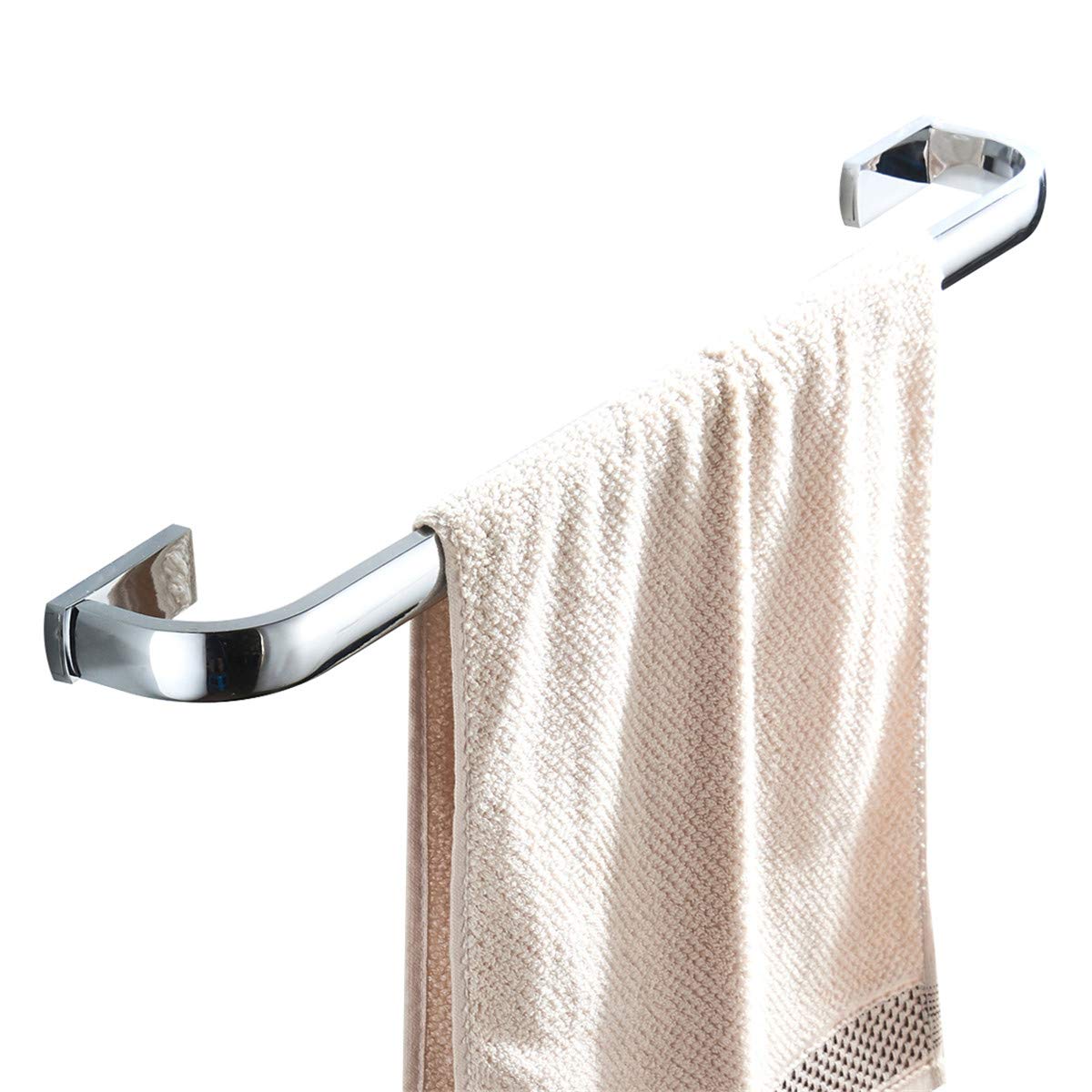 Flybath - Juego de accesorios para baño (4 piezas, 57 cm, 1 toallero, 1 rollo de papel higiénico, 1 gancho, latón pulido, cromado brillante, montaje en pared), Single Towel Rail, Bright Chrome Finish