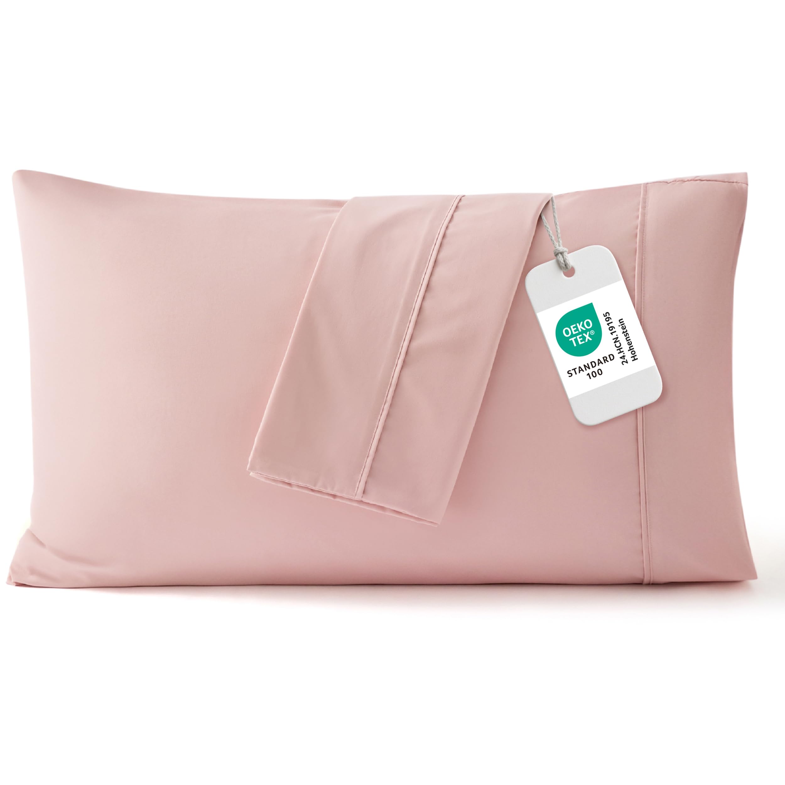 Bedsure Pillow Cases Standard Size Set of 2 - Blush Pink Brushed Microfiber Pillowcases, Super Soft and Cozy Pillow Case Covers with Envelope Closure, Wrinkle, Fade and Stain Resistant, 20x26 Inches