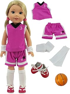 American Fashion World Purple Basketball Uniform for 14-Inch Dolls | Premium Quality & Trendy Design | Dolls Clothes | Outfit Fashions for Dolls for Popular Brands