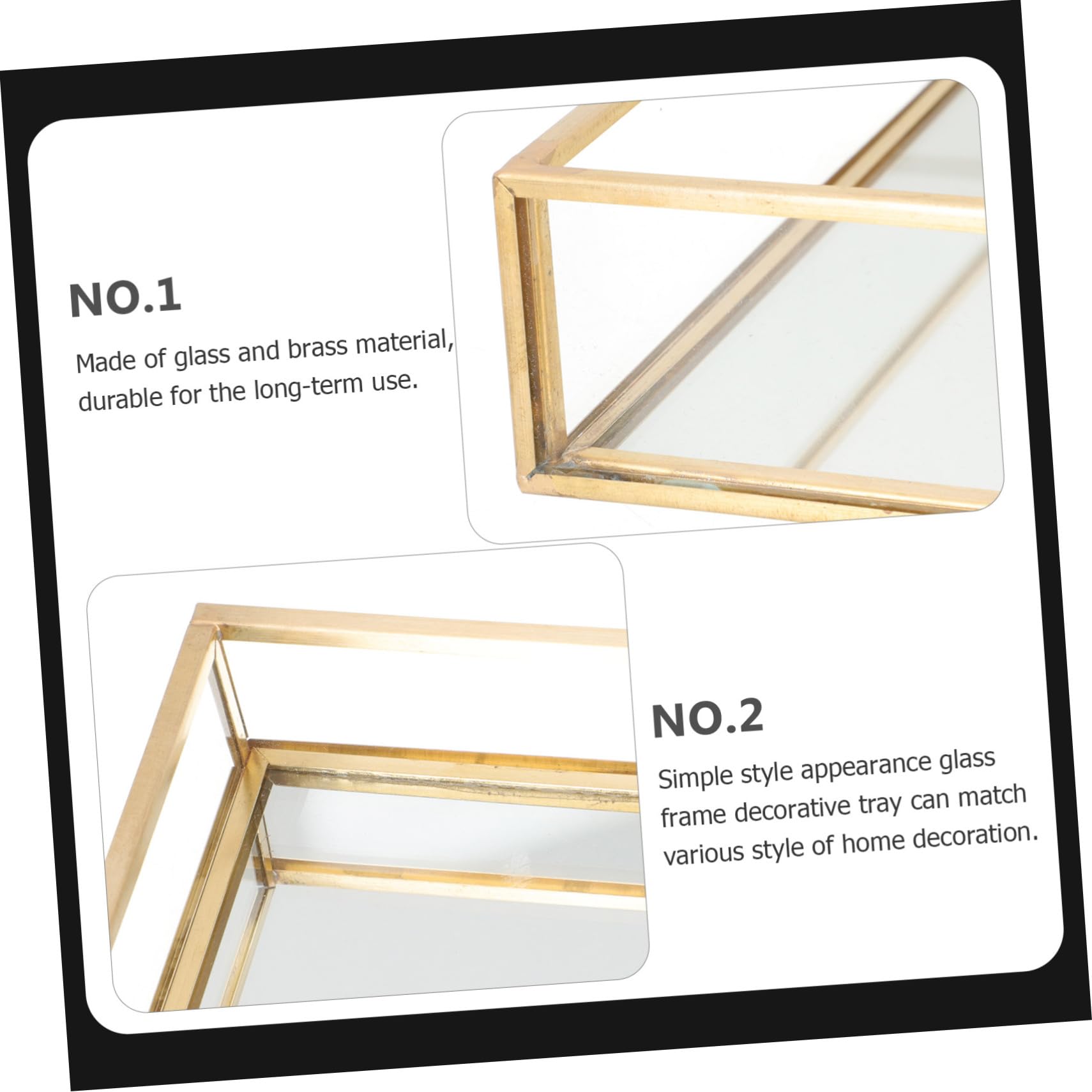 CLISPEED Organizer Quadrato Per Profumi e Gioielli in Vetro in Ottone Vassoio Decorativo Per Bagno Ingresso e Tavolo Dimensioni