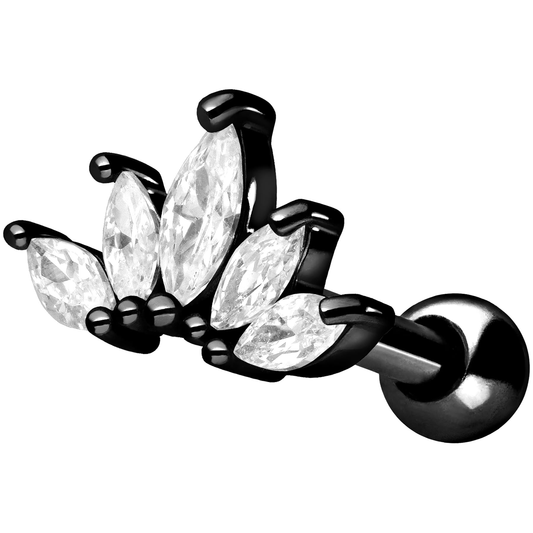 PIERCINGLINE piercing de acero quirúrgico para la oreja - piercing flor de loto como pendiente, hélix o tragus en 4 elegantes colores