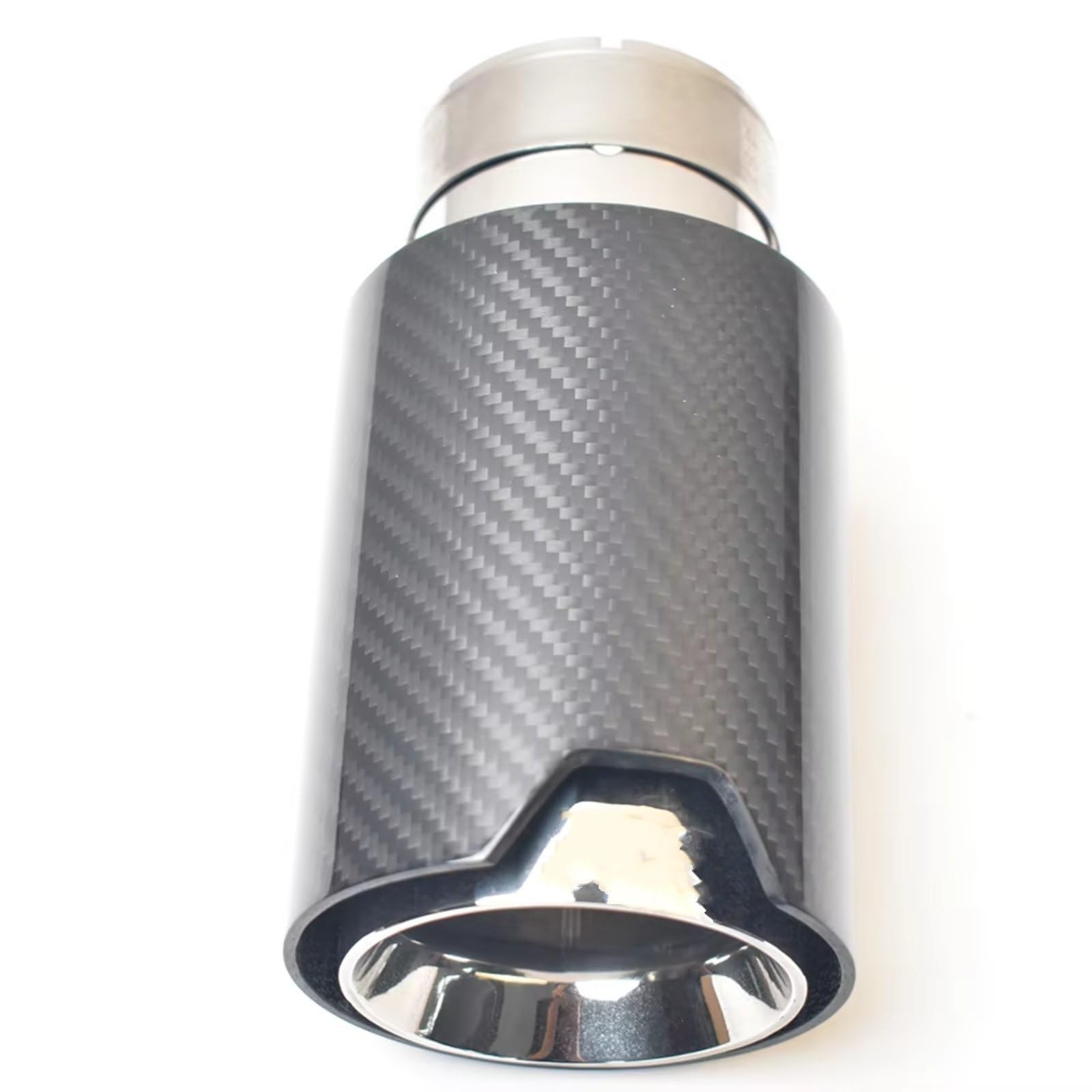 Punta de escape para coche ajustable 76-93 mm de acero y carbono sarga negro brillante 7