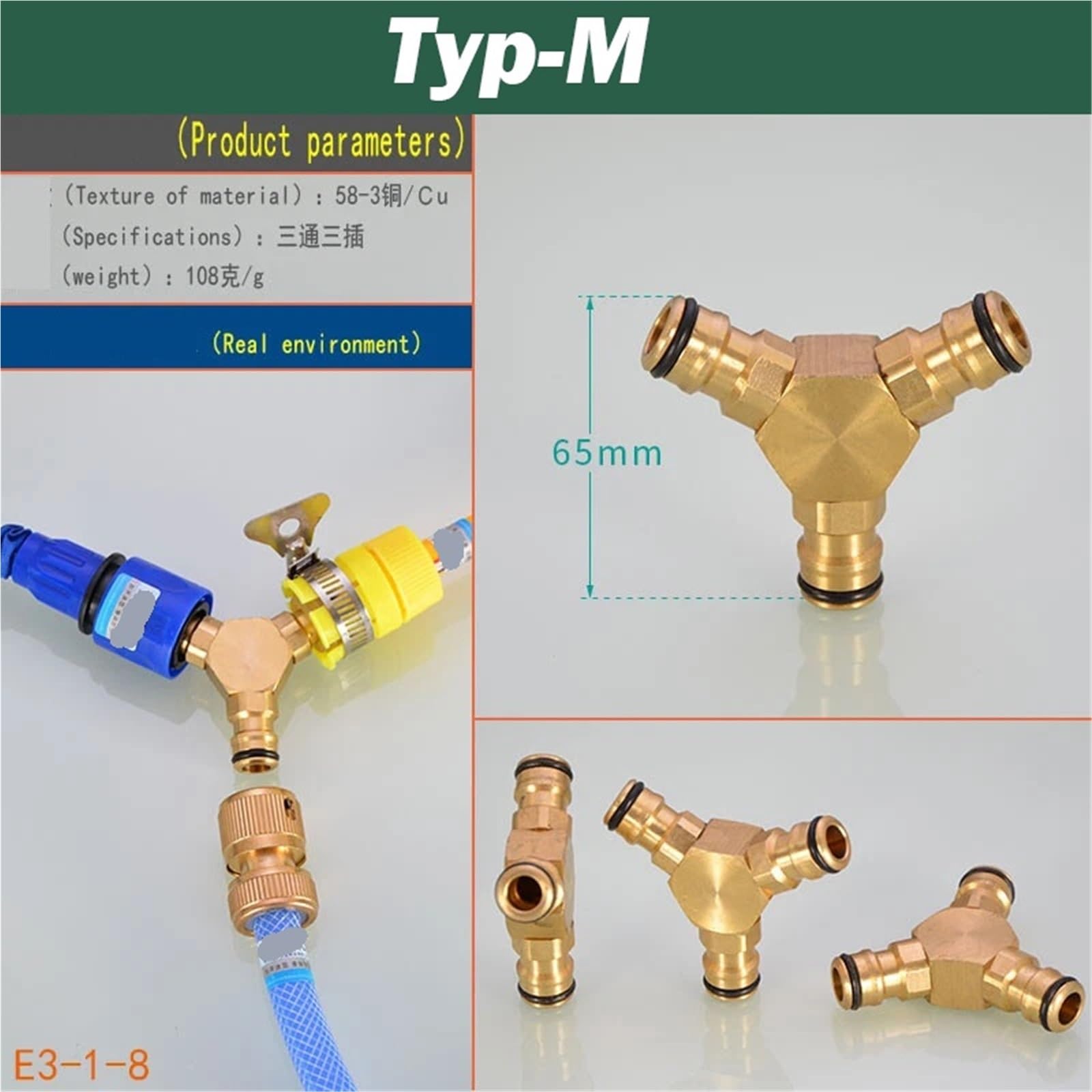 Conectores De Manguera Flexibles De LatóN 1/2/5 Uds Manguera de jardín latón Accesorios conexión rápida 1/2 Pulgadas 3/4 Adaptador Grifo Universal para Manguera(Typ-M,5pcs)