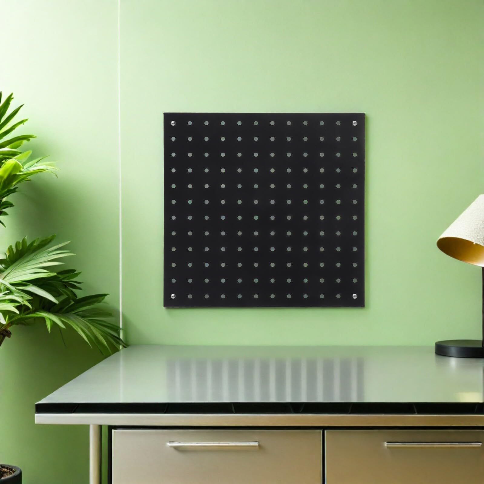Panel Perforado Metálico 305 CM Negro 4 Piezas para Organización de Herramientas Estante Perforado Resistente para Garaje Cocina Oficina y Taller Expositor de Pared Multiusos