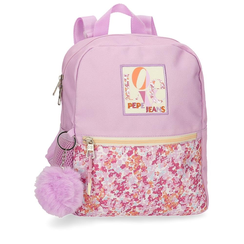 Pepe Jeans Sandra Casual Backpack Pink 24x28x10cm Polyester 9.6L by Joumma Bags, Pink, Casual Backpack
