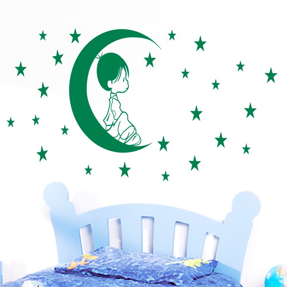 Sticker enfant lune pour transformer un mur blanc triste en ciel