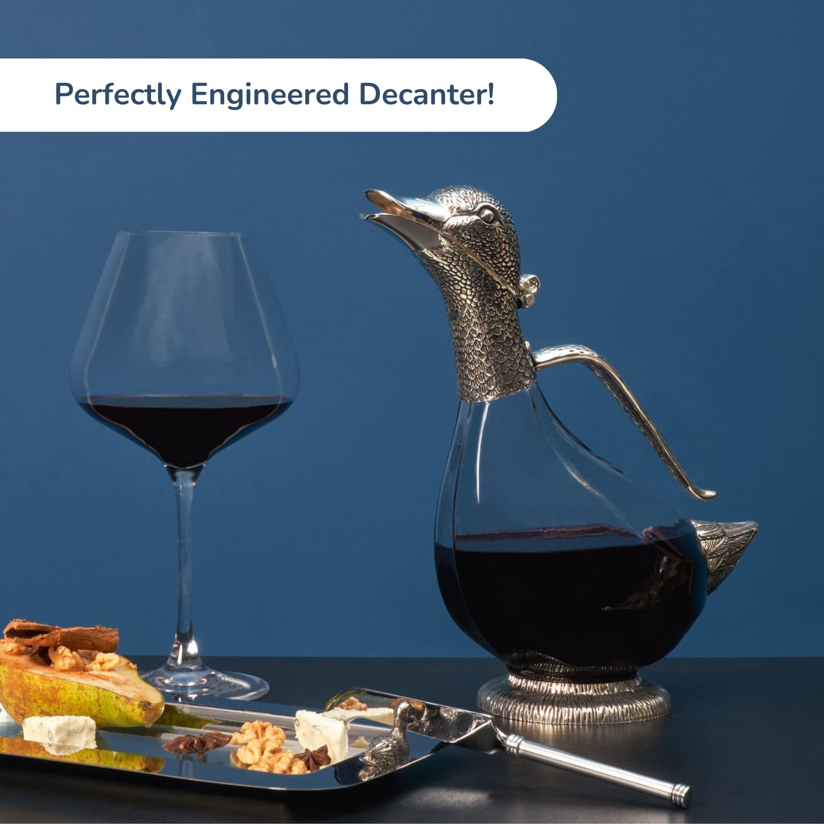 Regent - Decantador de pato chapado en plata, 750 ml, regalo de vino, decantador para vino, buen regalo para hombres y mujeres, buen regalo en un día especial