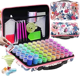 ARTDOT Diamond Painting Storage Boxes, 60 Slots Bead Storage with 5D Diamond Art Accessories and Tools Kit (Butterfly Flower)