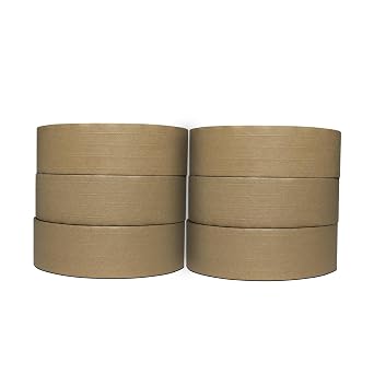 3 x 1000 Feet Reinforced Water Activated Gummed Kraft Paper Tape, for Heavy Duty Secure Packing Shipping, Tamper Evident Gummed Tape, Brown - 6 Rolls