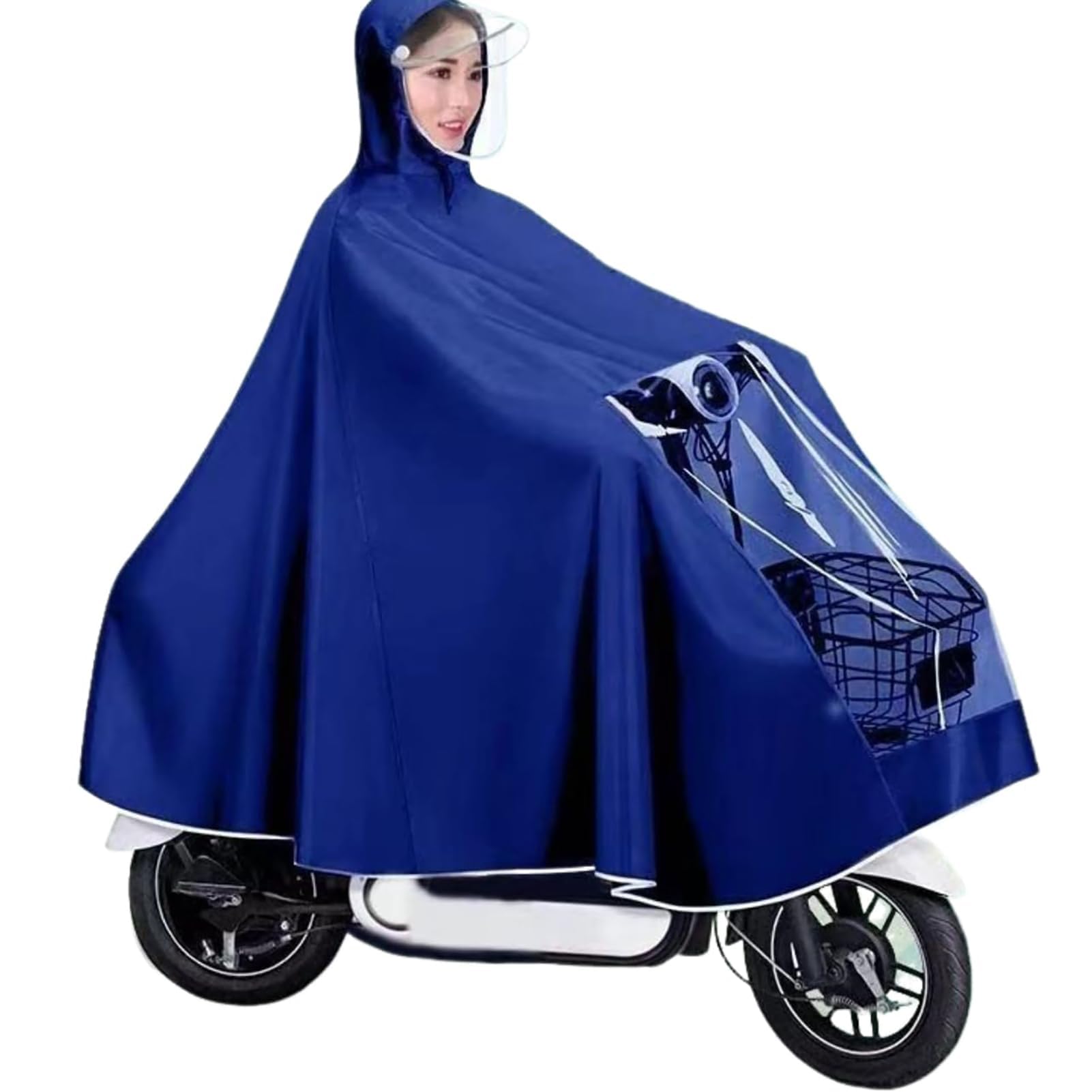[Alaiyaky] レインポンチョ 自転車 バイク用 レインカッパ 雨がっぱ 透明窓 レインカバー 雨合羽 レインウェア 足元が見える レディース メンズ 自転車カッパ リュック対応 携帯に便利 コンパクト 梅雨 豪雨対策 防風防水 通勤通学 多色 - 1
