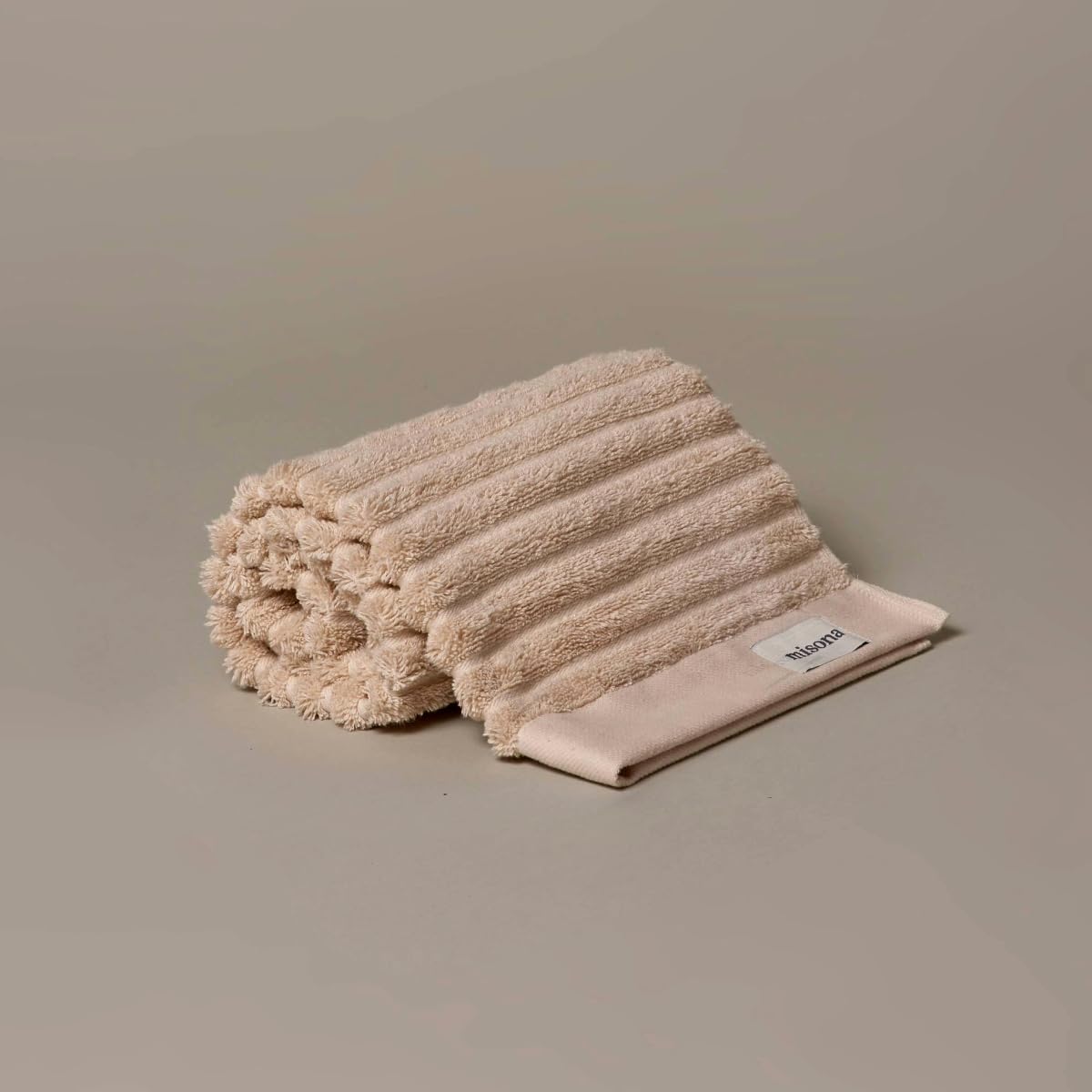Misona Natural 100% Organic Cotton Pack Of 2 Hand Towels 50 X 90Cm – Luxury Heavyweight 650Gsm Ribbed Bathroom Towel Set (Natural)