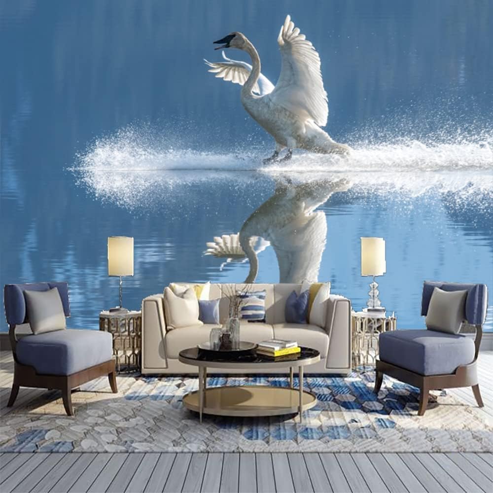 Papier peint mural effet 3D cygne autocollant et amovible grand format photo murale C-173389864895
