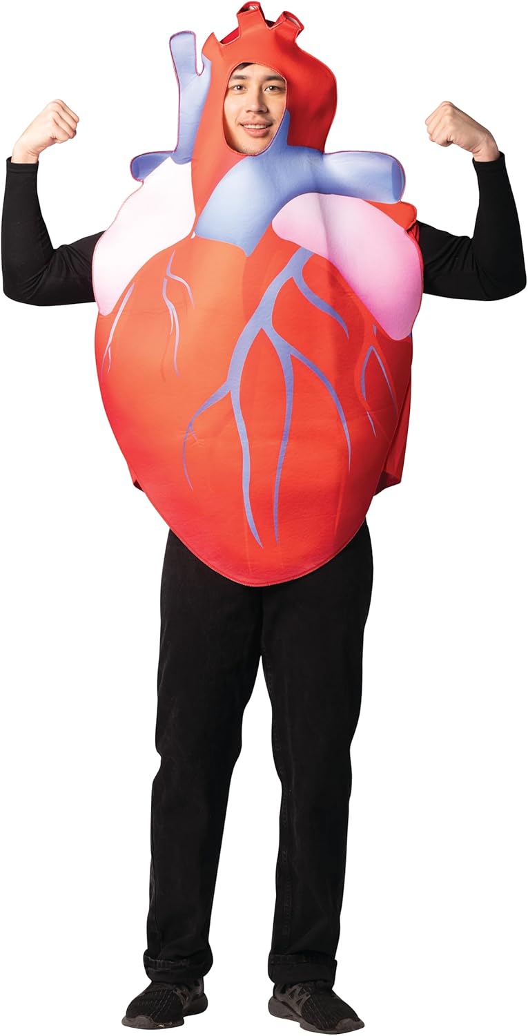 Rasta Imposta Heart Costume Ticker Soul Center Affection Organ Love Dress Up Cosplay Party Costumes, Adult One Size