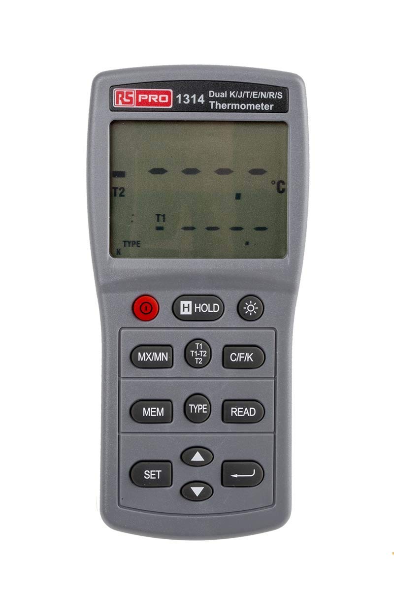 RS PRO Digitales Thermometer, 1314, Tragbar, 2 bis 1767 °C ±0.05% max, Messelement Typ Typ J, K, Typ E, Typ S, Typ T,