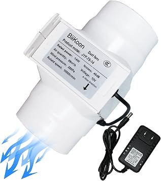 3 inch/75mm Inline Duct Fan 12V Quiet Variable Vent Blower Air Circulation Exhaust Fan for Carbon Filter Vents Grow Tent Basement Color NO Adjustable Speed, Size 14w