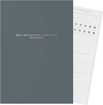 MakseLife Evening Reflections & Gratitude Journal | Daily Mindfulness & Self-Care Notebook, A5 Lay-Flat Binding, Vegan Leatherette Cover, 120GSM Recycled Paper