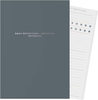 MäksēLife Evening Reflections & Gratitude Journal - Daily Mindfulness & Self-Care Notebook, A5 Lay-Flat Binding, Vegan Leatherette Cover, Bedtime Companion for Positive Intentions