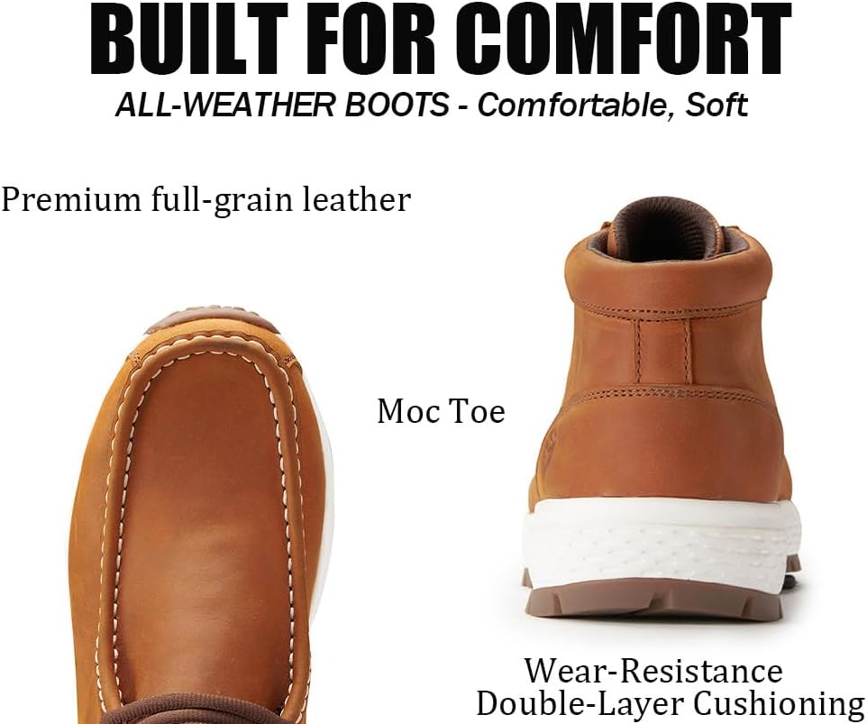 SUREWAY Men's Chukka Boots,Lightweight Durability Leather Moc Toe Work Boots，Fashion Hiking,Driving Shoes,Chelsea Boots for All-Weather Comfort (Office,Casual,Dress) - Image 5