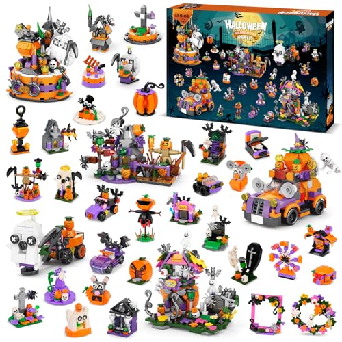 Halloween Advent Calendar 2024 with Building Blocks for Kids,31 Days Halloween Countdown Calendars Building Blocks Fun Countdown Halloween Toy Gifts for Kids(CT-930)