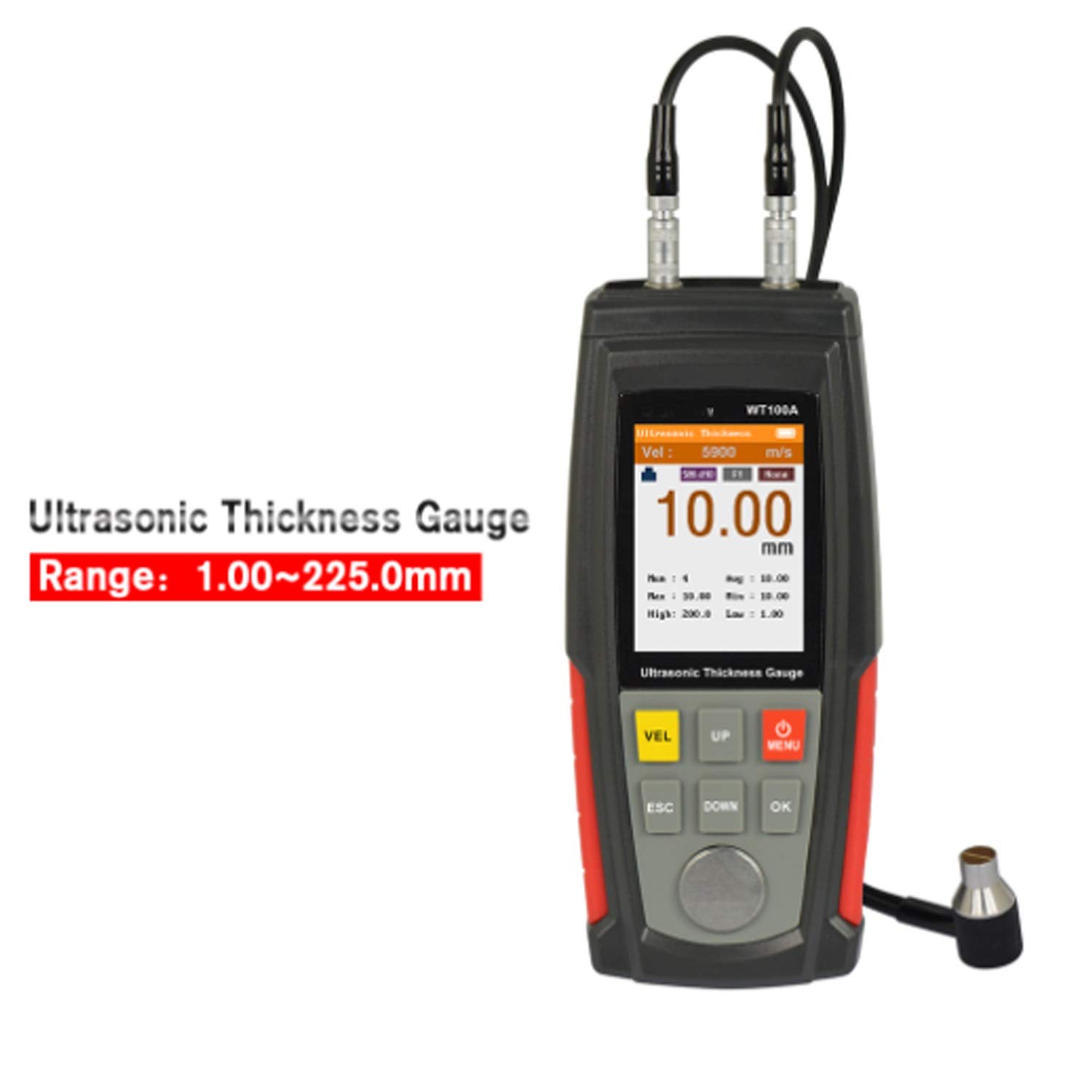 Medidor de espesor industrial Tester Medidor Digital Medidor de Espesor WT100A digital de gran precisión ultrasónico medidor de espesor Herramienta para medir espesor de metal