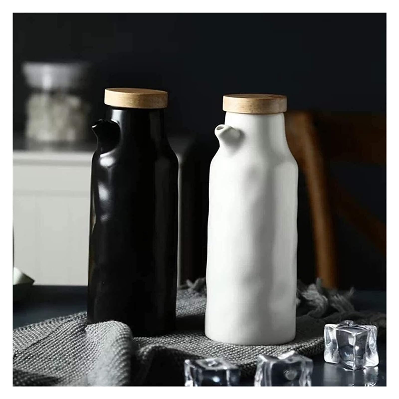 Set Olio e aceto Bottiglia Dispenser for Olio d'oliva, ampolla for Olio e aceto, Bottiglie for Dispenser for Olio e aceto in Ceramica for la casa Oliera(Noir)