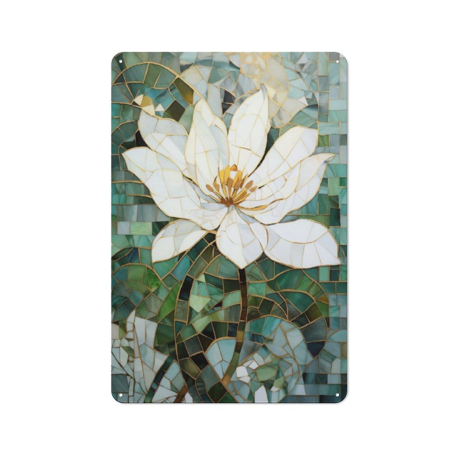 Vintage Metal Plaque 30x20cm Featuring Mosaic Kentsugi Art for Home Bar Wall, A Metal Wall Feature for Home Bars And Entertaining Spaces
