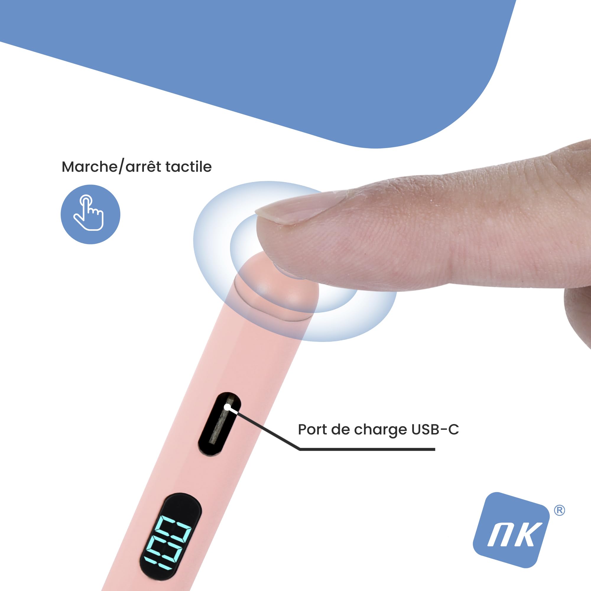NK Stylet iPad 2018-2025 avec Attraction magnétique, léger, écran LED, Sensible au Toucher, autonomie 9 h, Compatible avec iPad 6/7/8/9/10/11, Air 3/4/5/6/7, Pro 11 1/2/3/4/5, Mini 5/6/7
