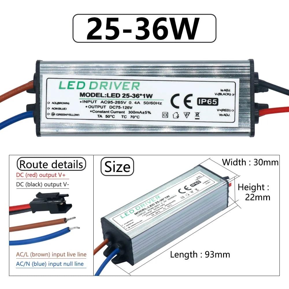 10pcs LED Driver AC DC Lighting 300mA Power Supply IP65 Outdoor 12 24 Volt Power Supply Driver for LEDs (8-12W DC24-42V)