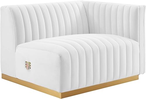 Miniatura 55 de Modway Conjure - Sofá seccional tapizado de terciopelo de alto rendimiento, con canal, silla sin brazos en negro y gris Negro-Gris,Negro