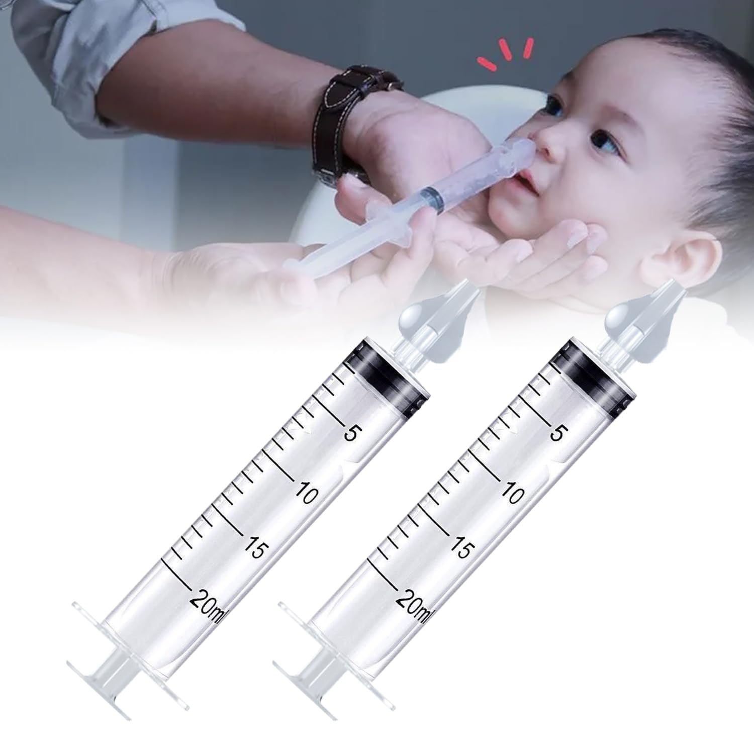 2 Pieces 20ML Baby Nasal Aspirator Baby Nose Sucker Reusable Silicone Nasal Suction Tip Nasal Irrigator Safe and Comfortable Mucus Remover for Newborns Infants Kids